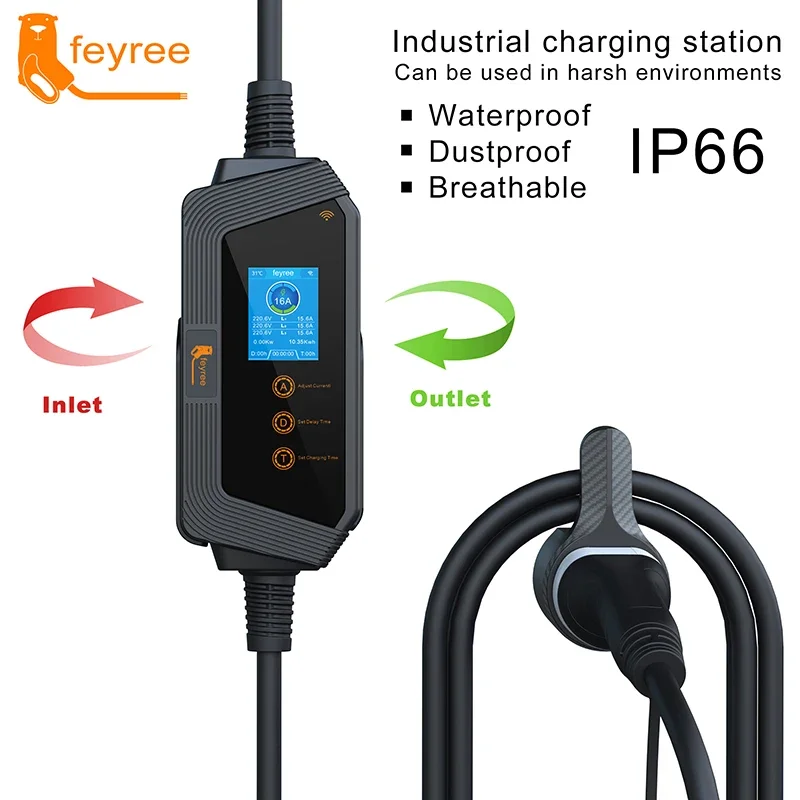Feyree 11KW 16A 3-fasen Type 2 - Type 2 Portable Ev Charger 11Kw Cee recensie en prijs
