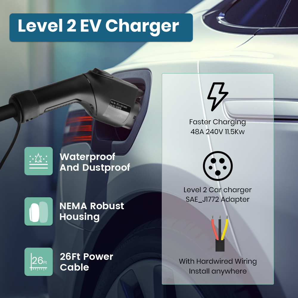 Junsun Level 2 EV-lader 48A 11 - J1772 Evse 32A Level 2 Charger recensie en prijs